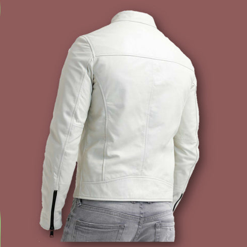 Bila White Genuine Leather Jacket for Men-B